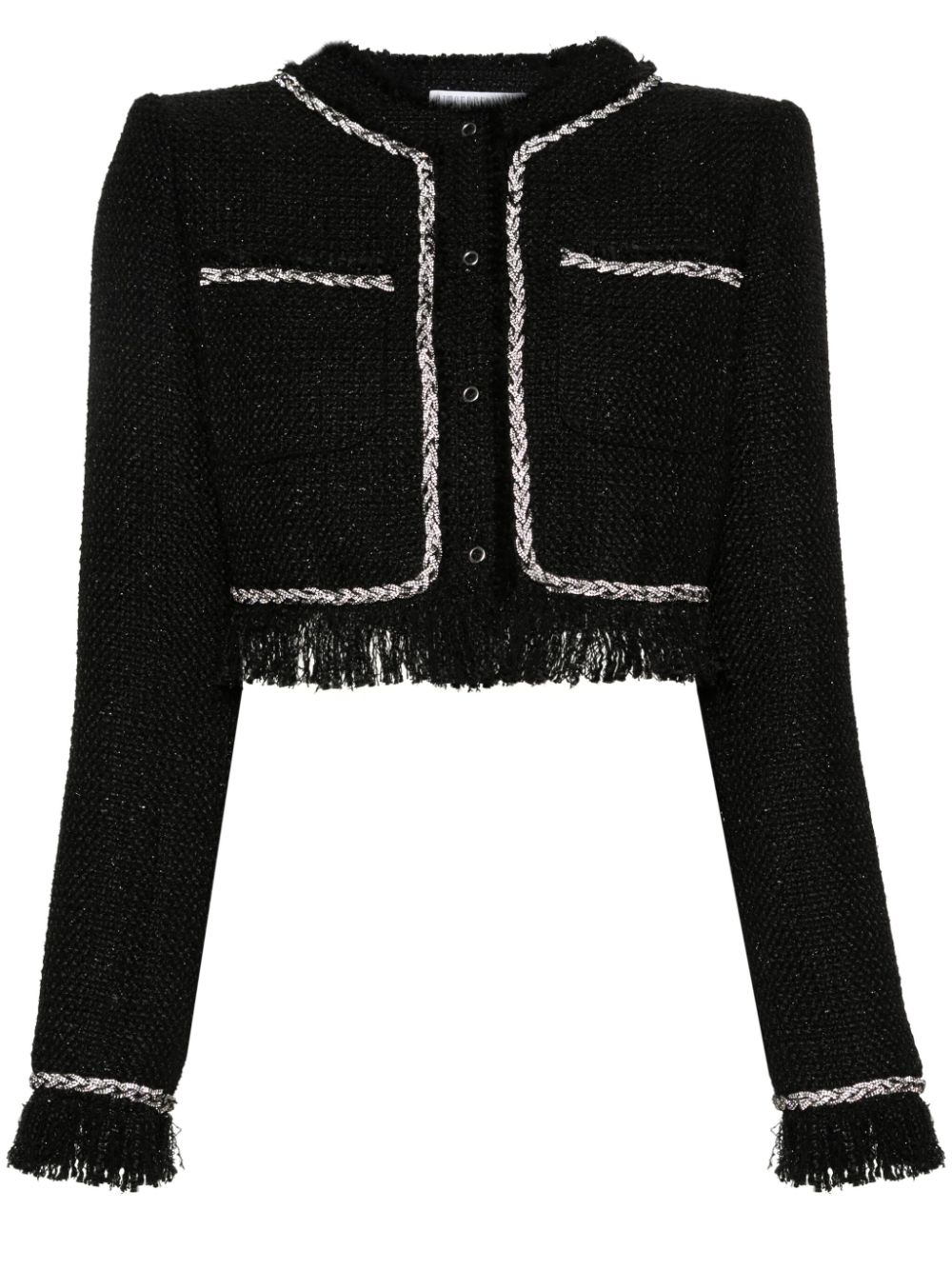 Cropped bouclé jacket - Black