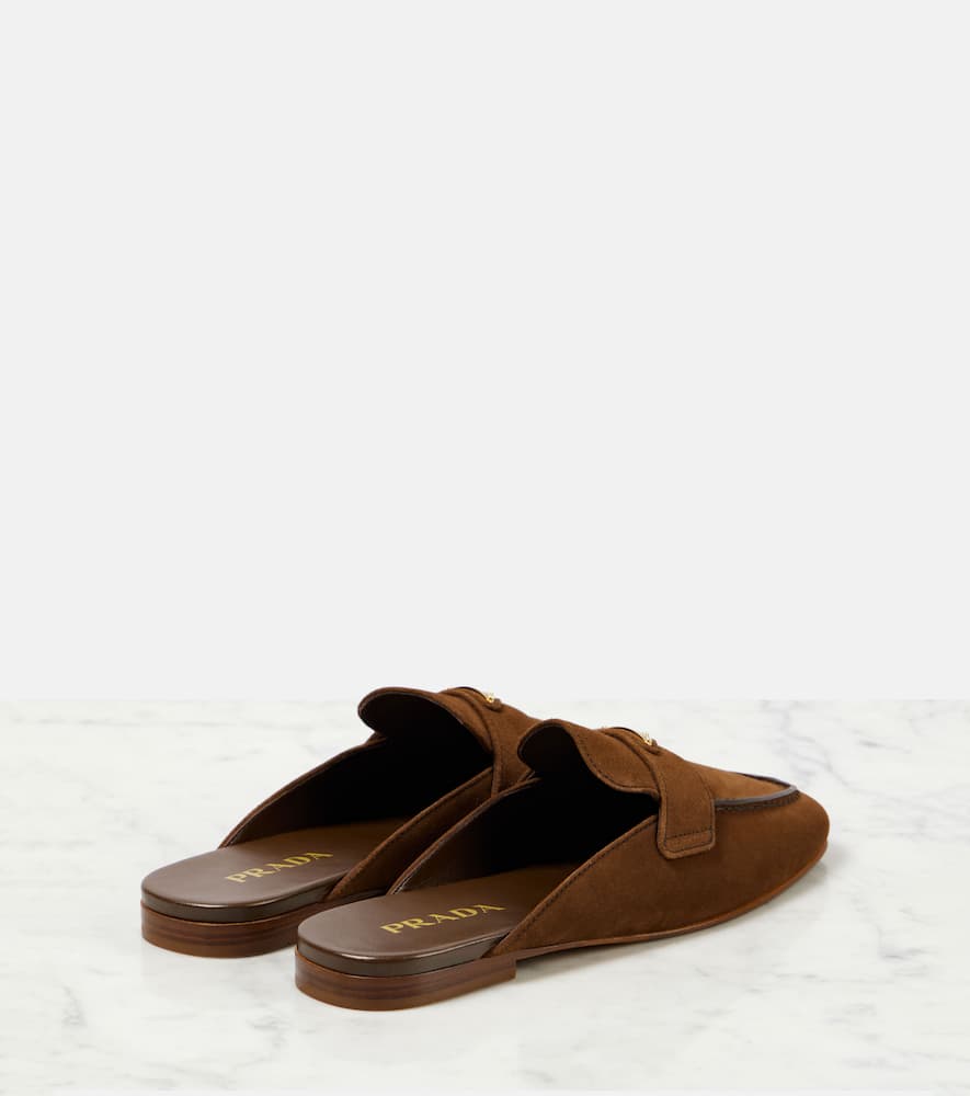 Prada Logo suede mules