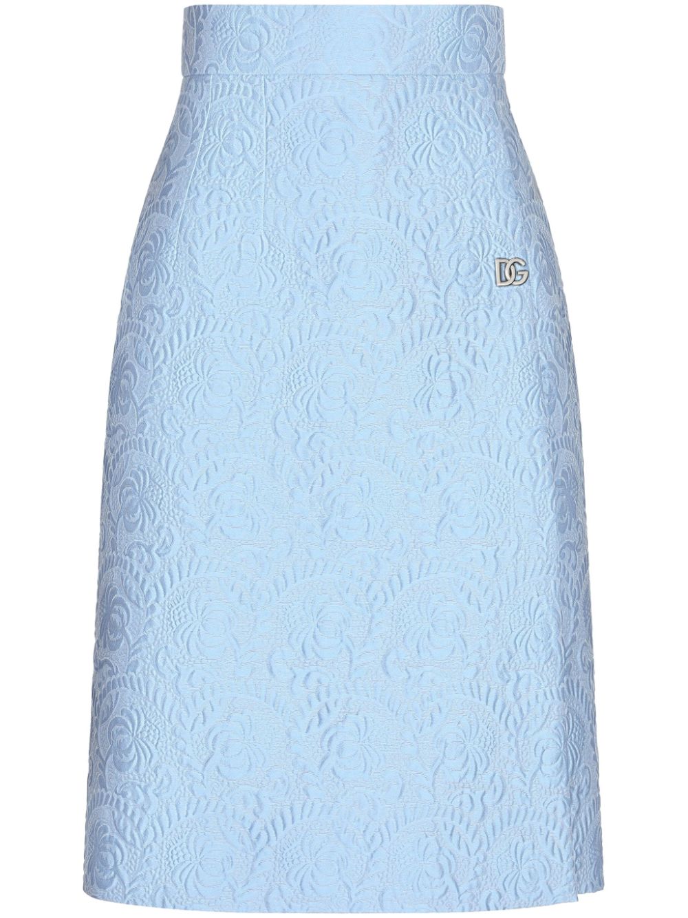 Brocade A-line midi skirt - Blue