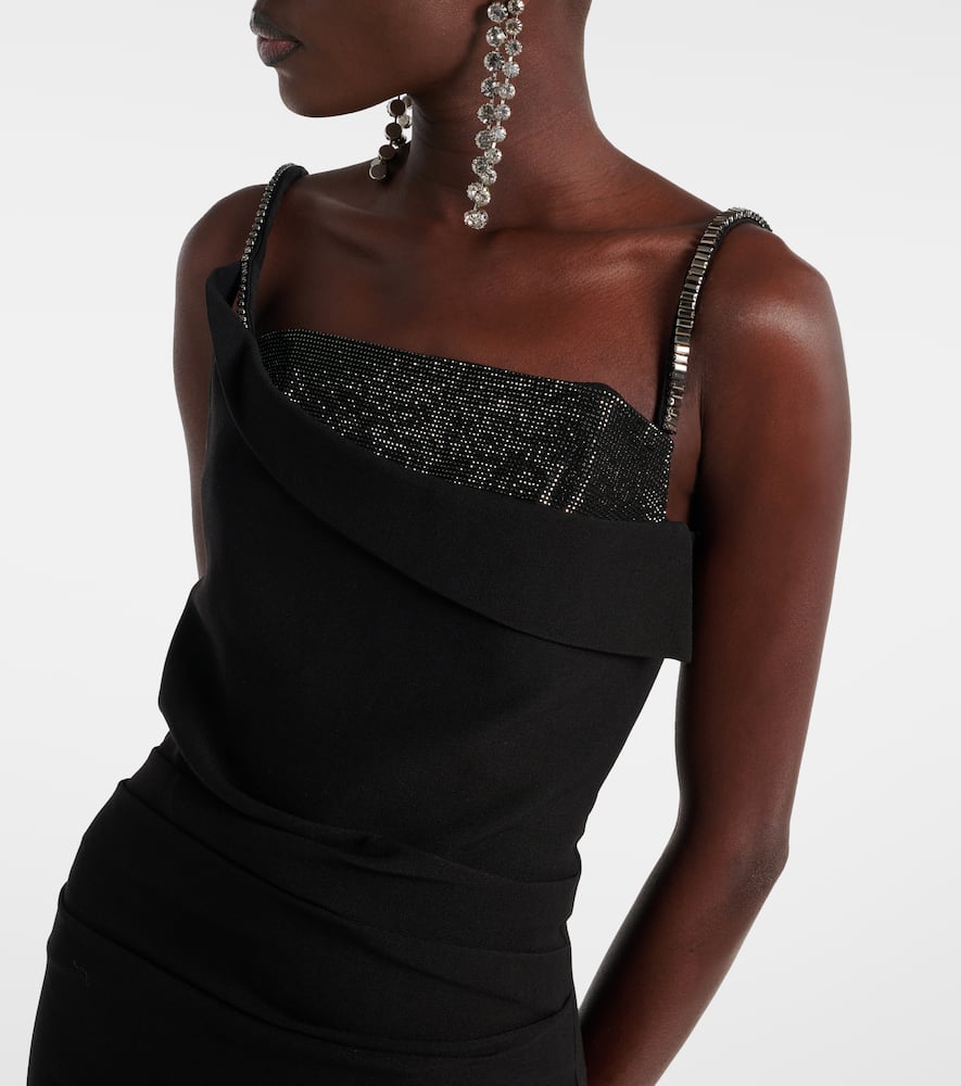 Roland Mouret Crystal-embellished crêpe minidress