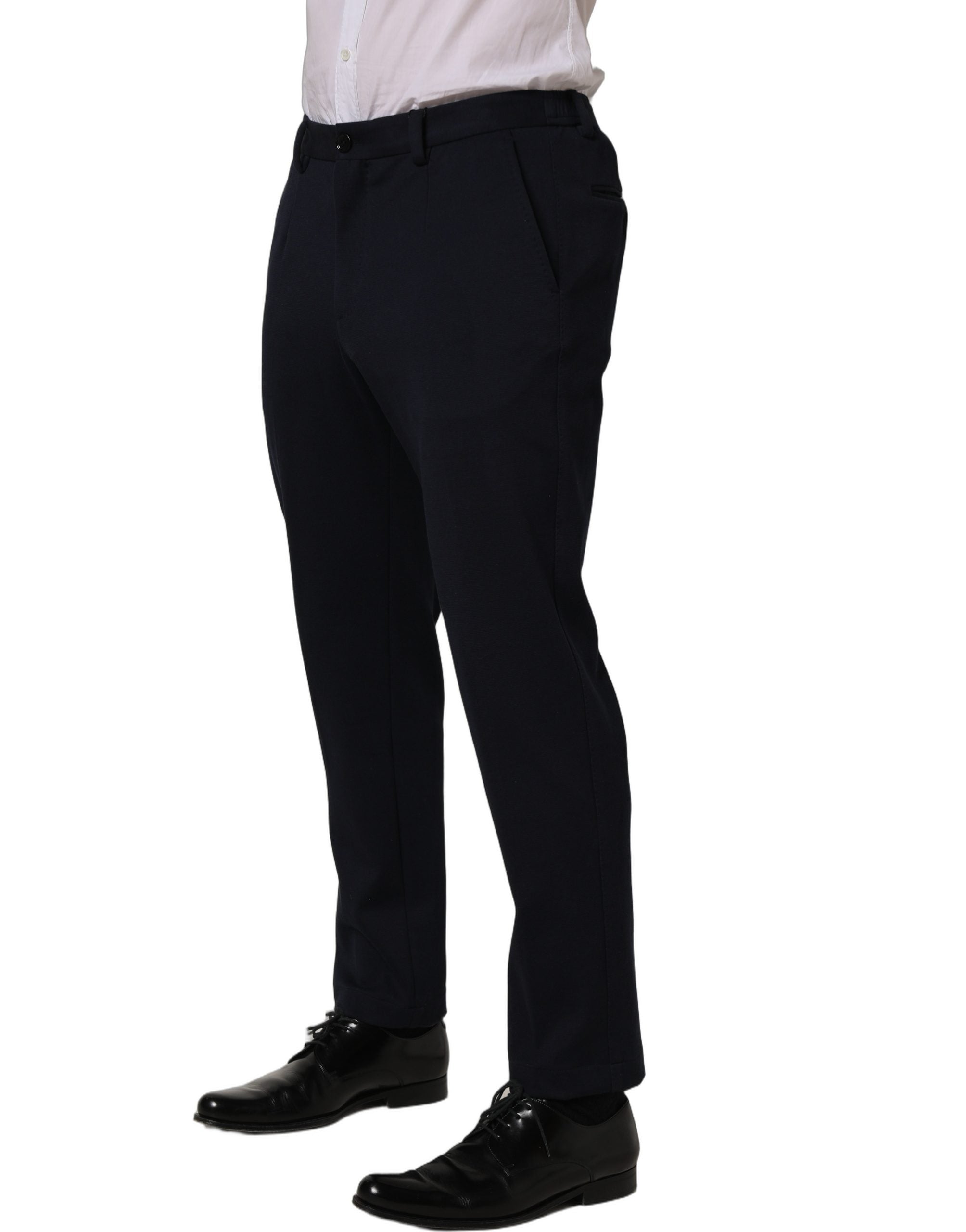 Tapered-Leg Cotton Trousers — Black
