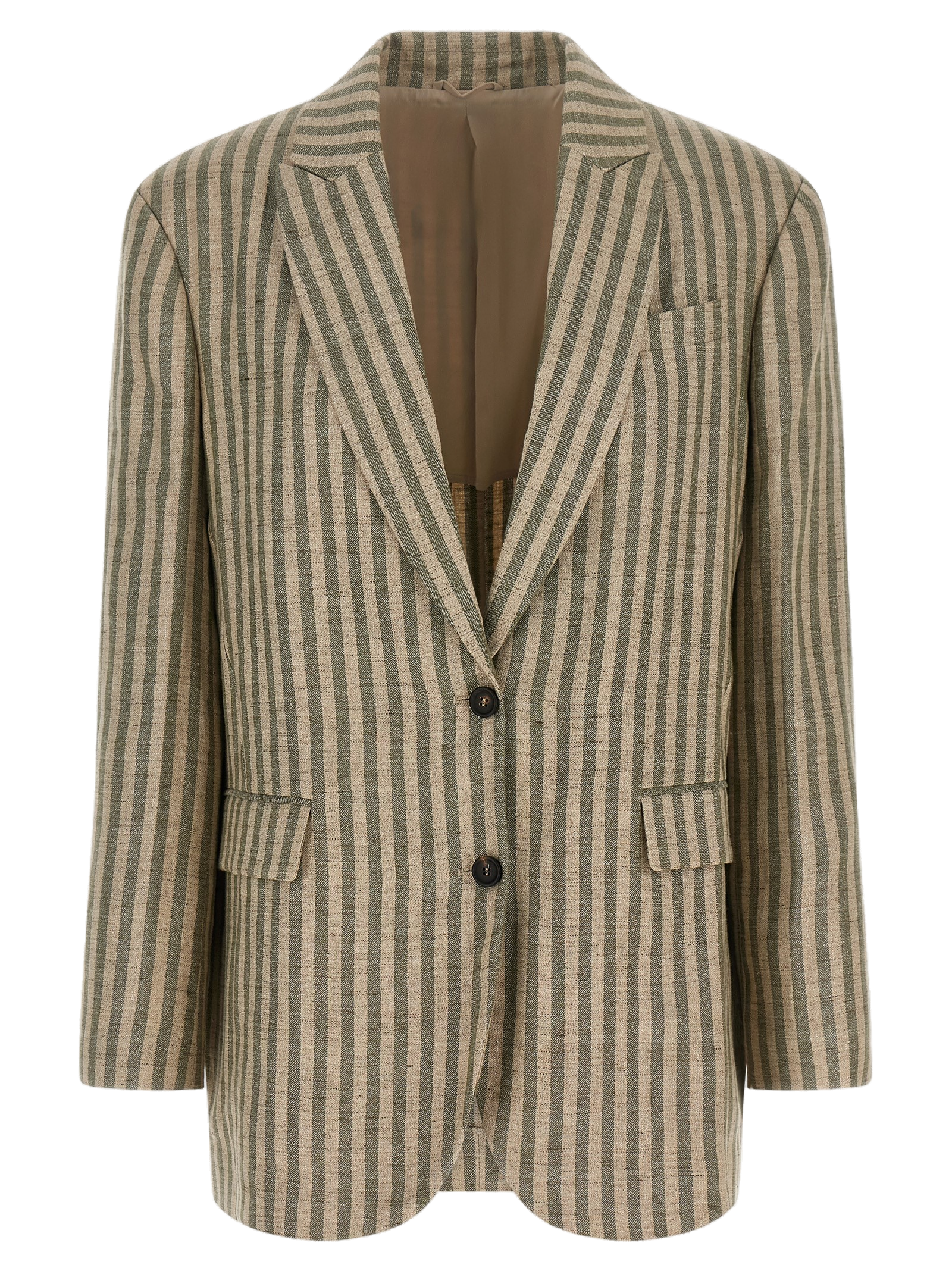 Striped Linen Blazer — Green