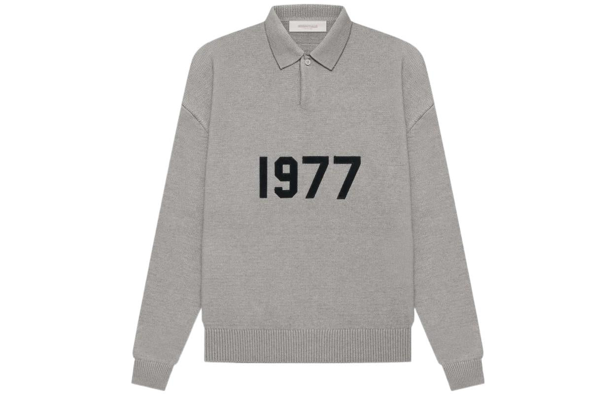 SS22 Knit Ls Polo 1977 Dark Oatmeal
