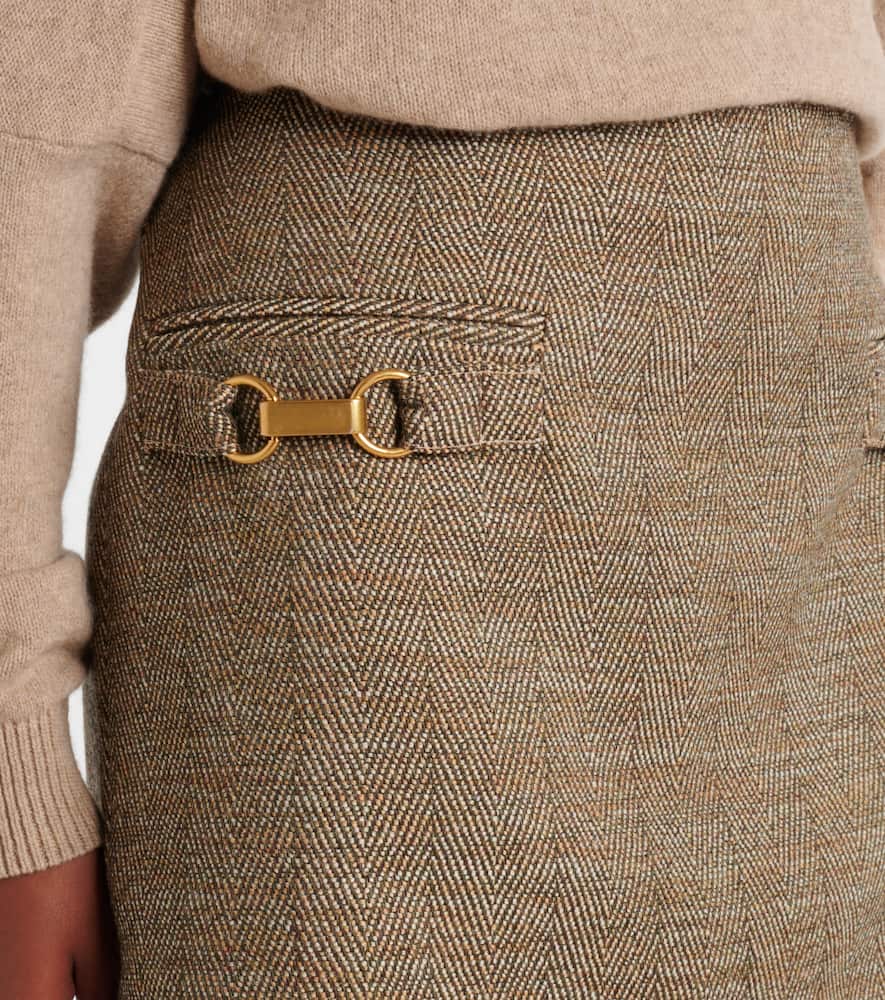 Herringbone wool-blend miniskirt