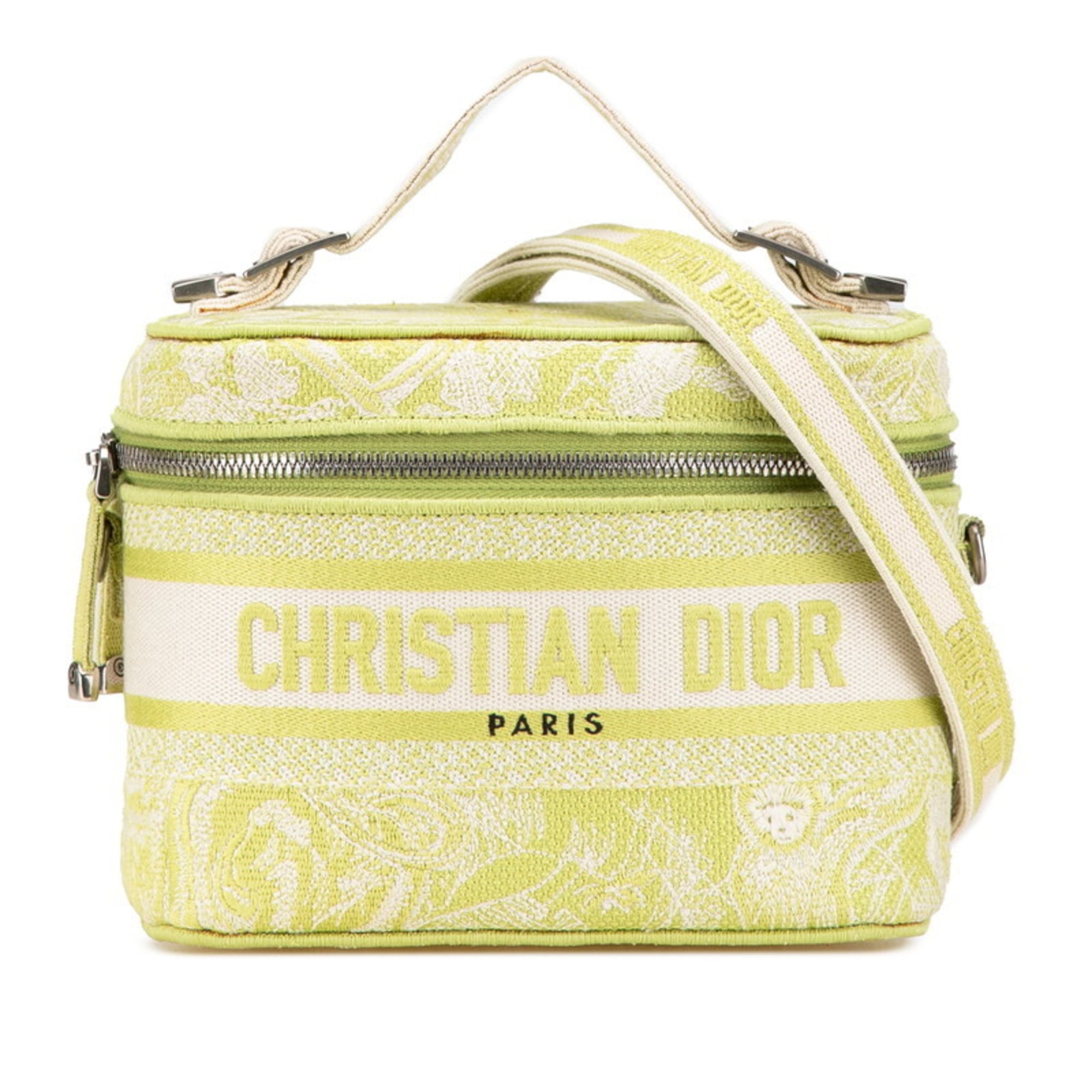 Christian Dior Green Jacquard Handbag Shoulder Bag Vanity Bag Pre-Owned