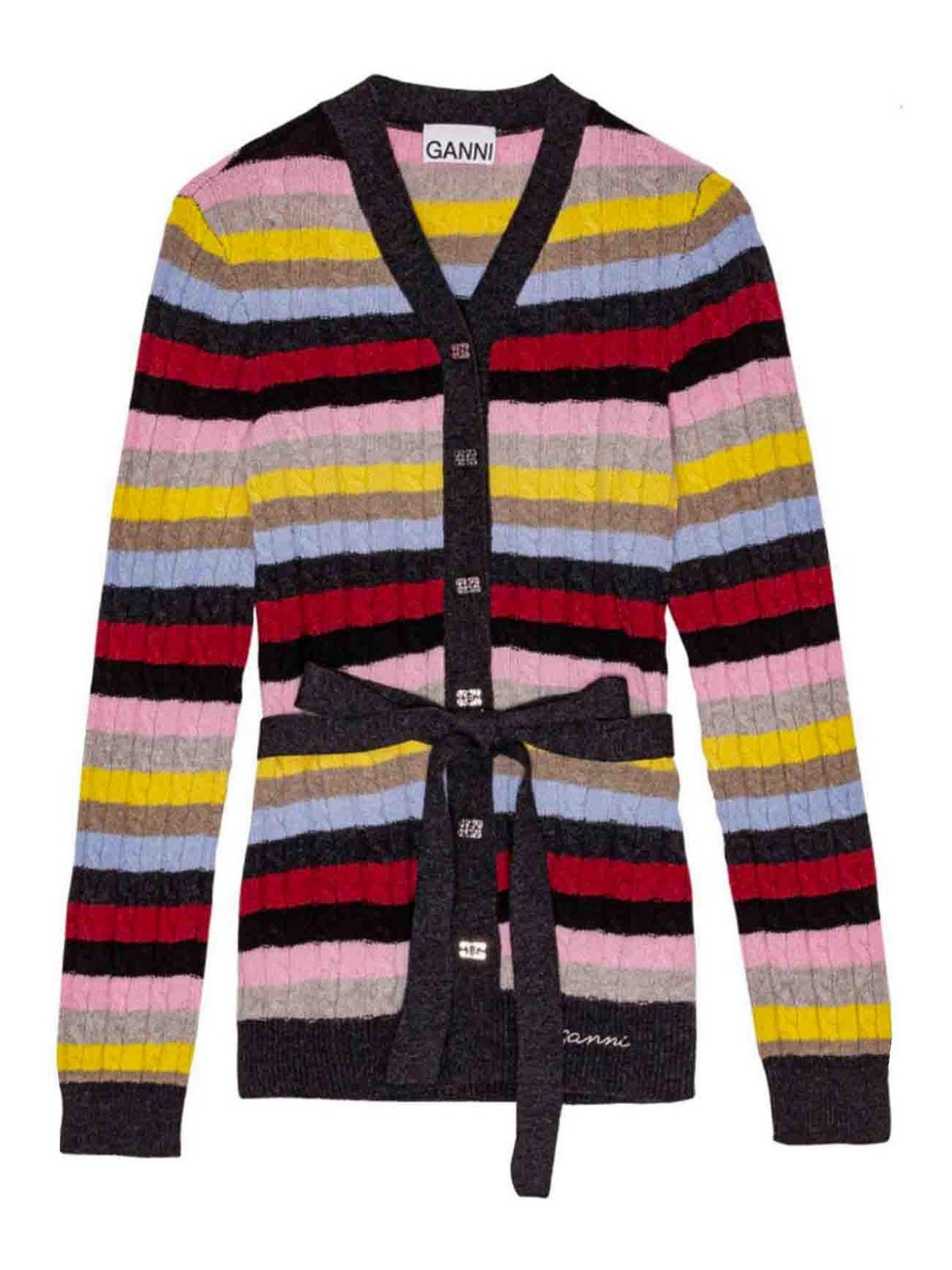 Embroidered Wool Blend Cardigan