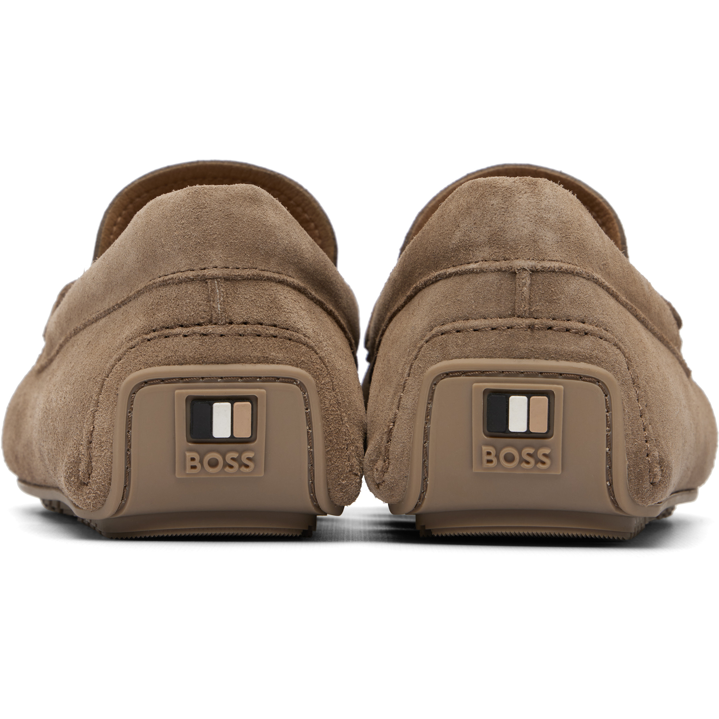 Beige Penny Trim Suede Loafers