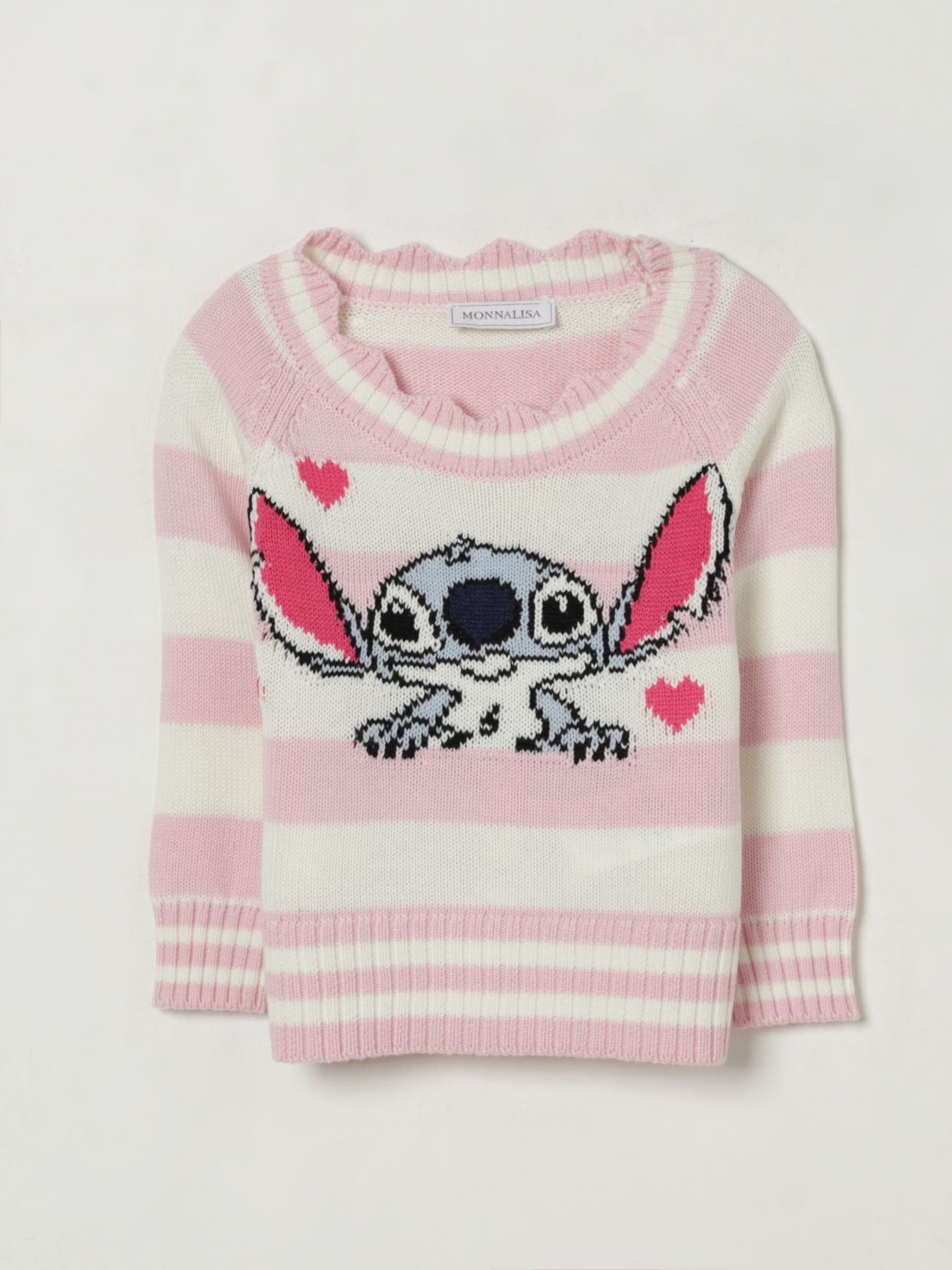 Striped ruffle-detail sweater - White