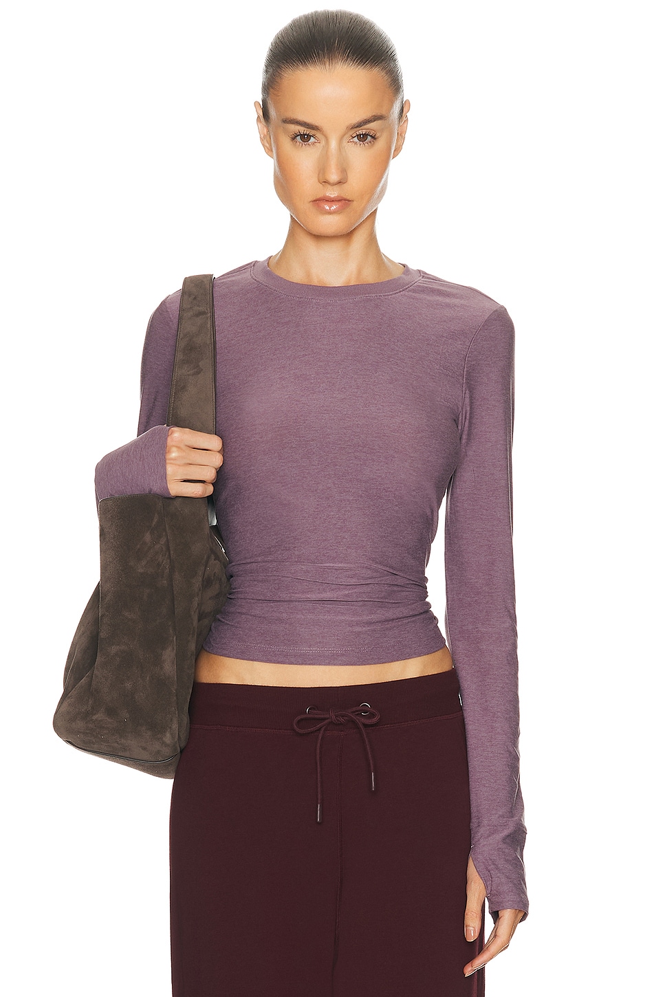 Beyond Yoga Featherweight Long Sleeve Top in Soft Violet Dusk Heather - Purple. XS also in