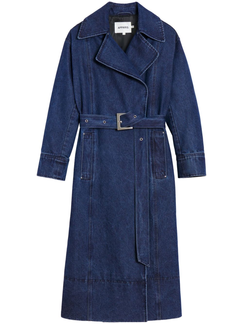 Tate belted double-breasted coat - Blue