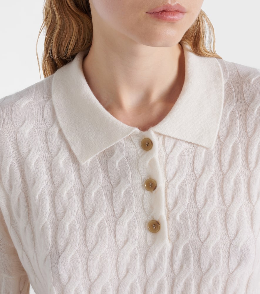 Magnolie cable-knit cashmere polo sweater