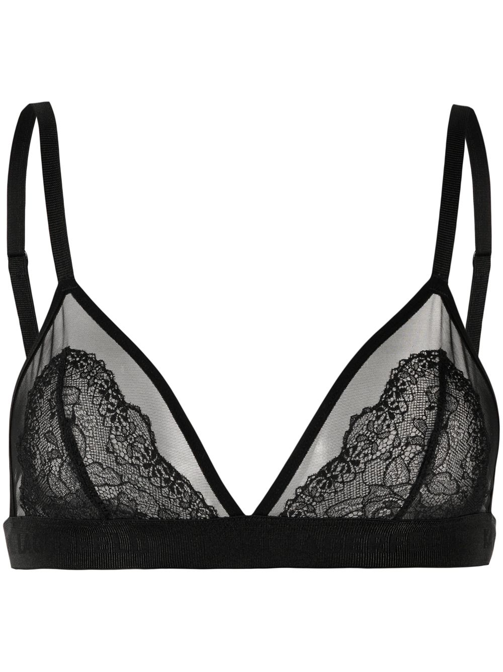 Lace triangle bra - Black