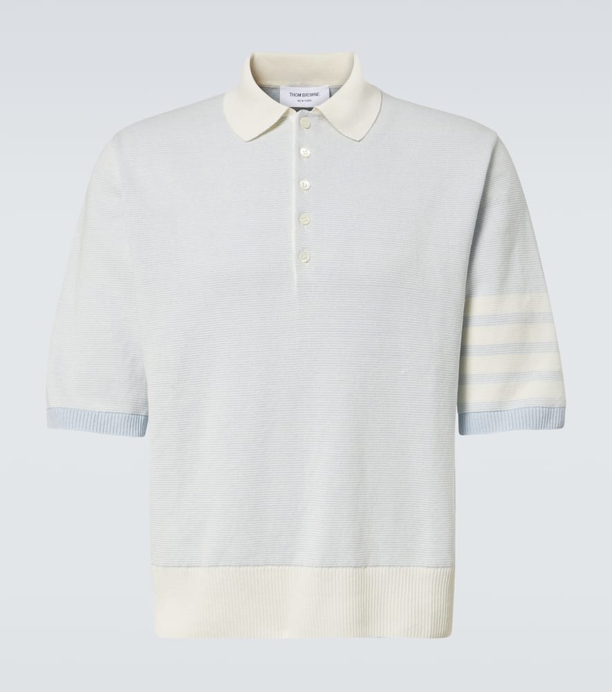 4-Bar linen and cotton polo shirt
