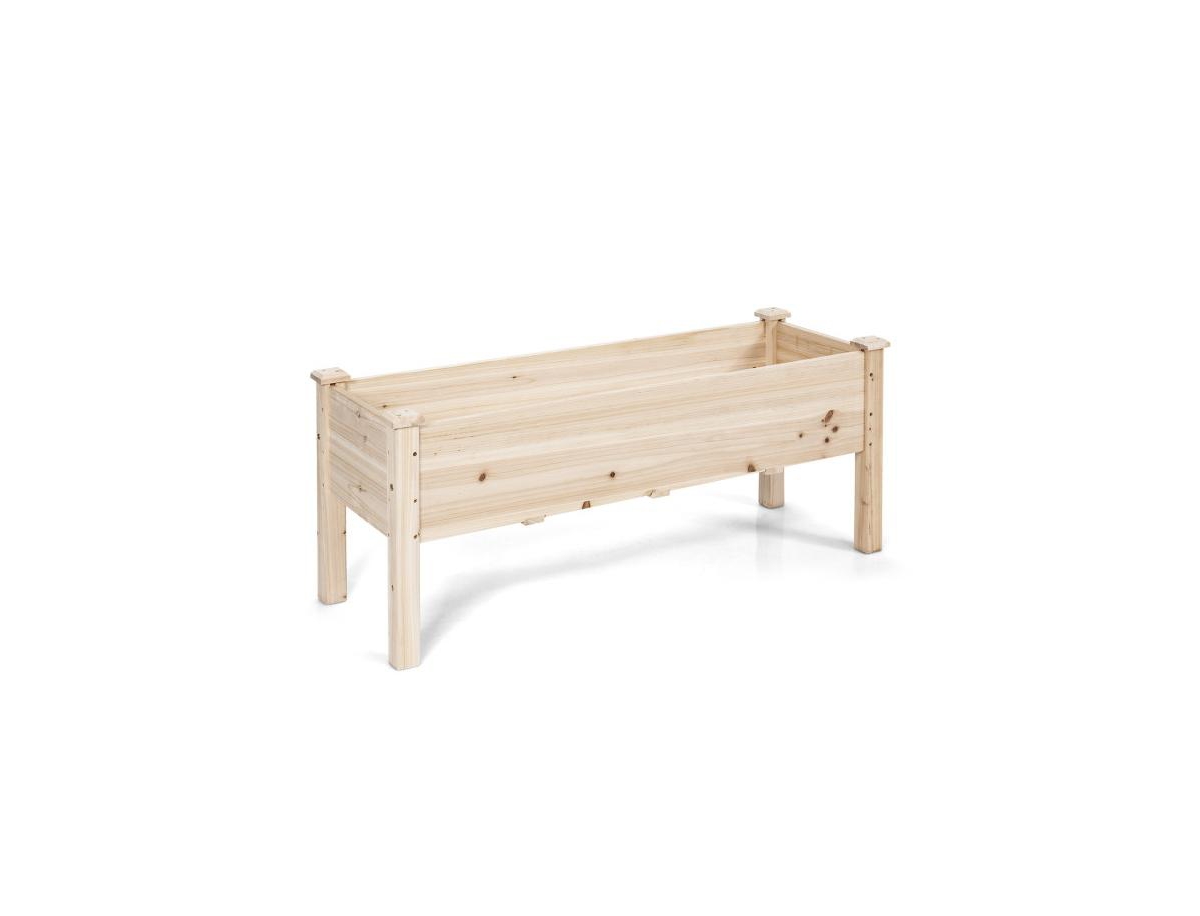 Raised Garden Bed Elevated Planter Box Wood for Vegetable Flower Herb - Natural