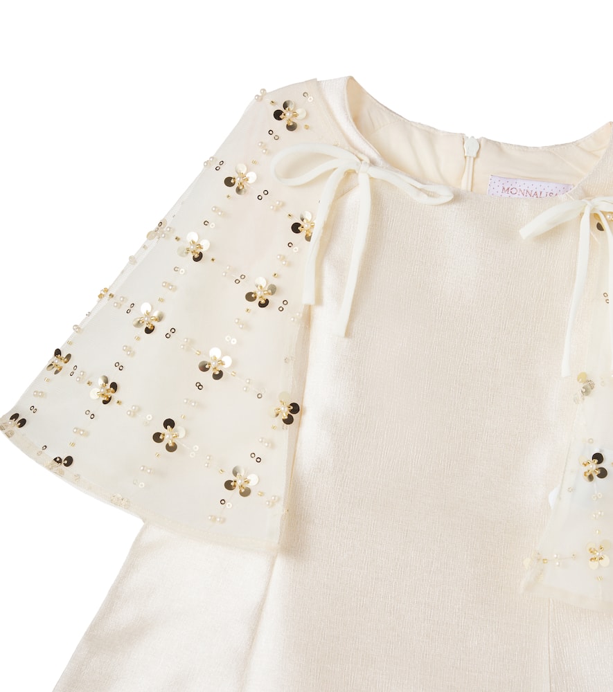 Caped sequined satin dress