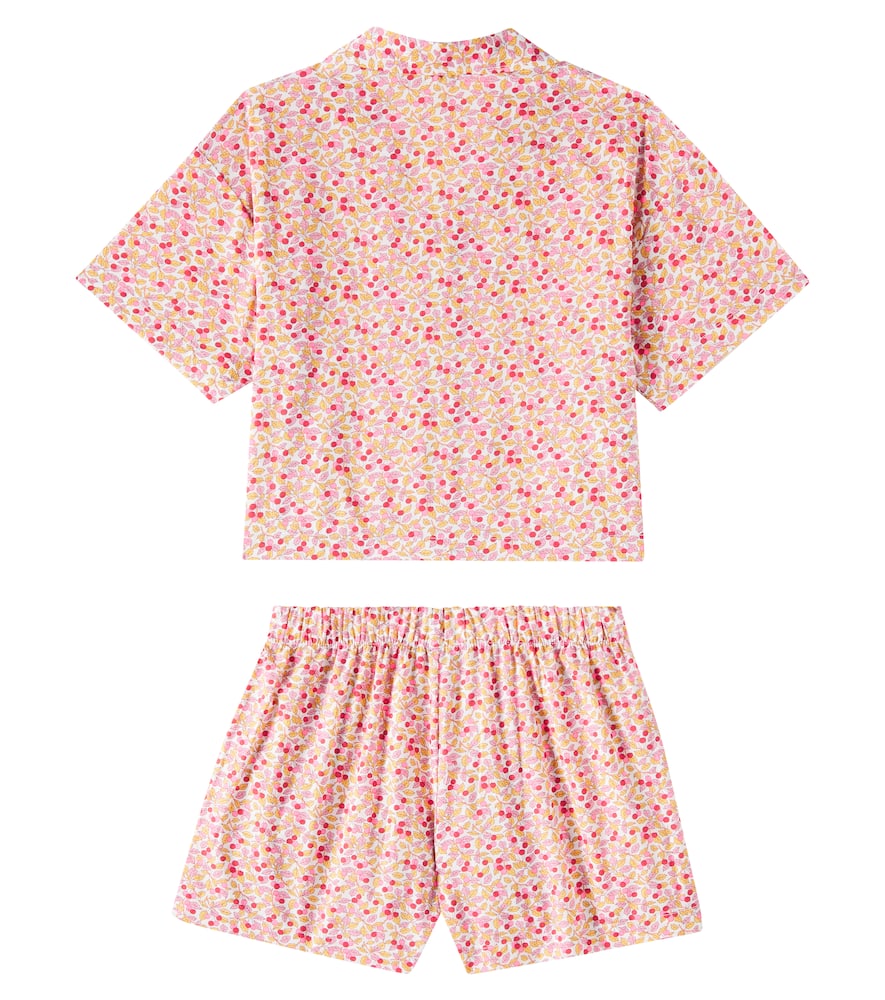 Floral cotton shirt and shorts set