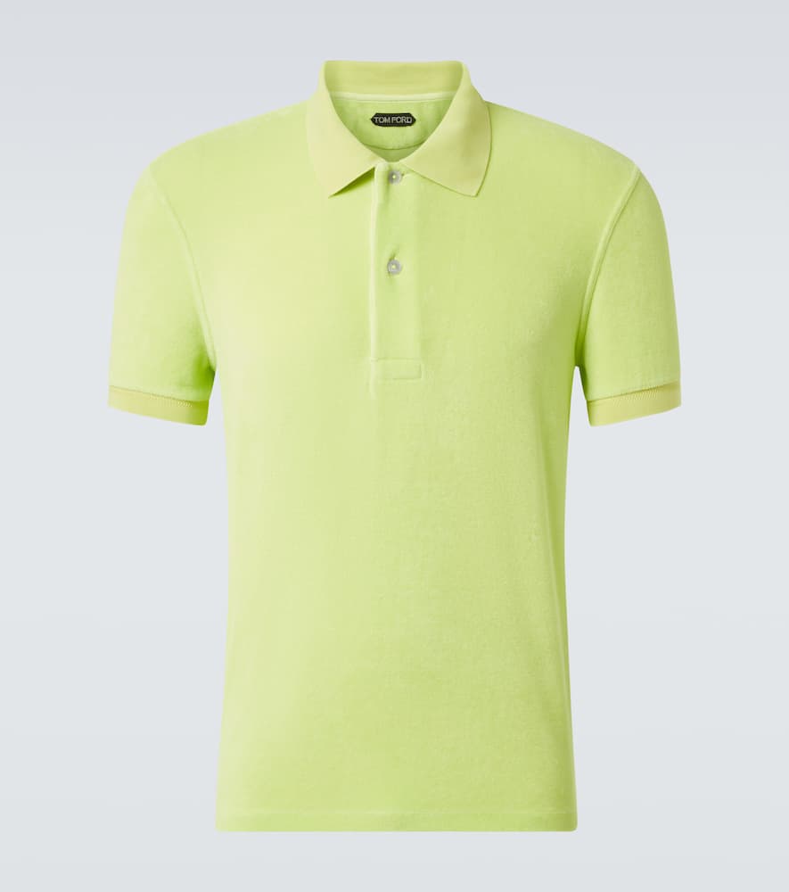 Cotton-blend terry polo shirt