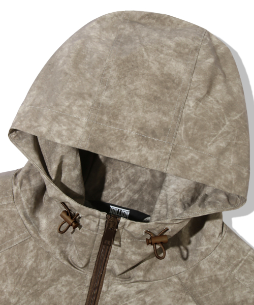 Pigment Dyed Hooded Zip-Up Windbreaker_Brown
