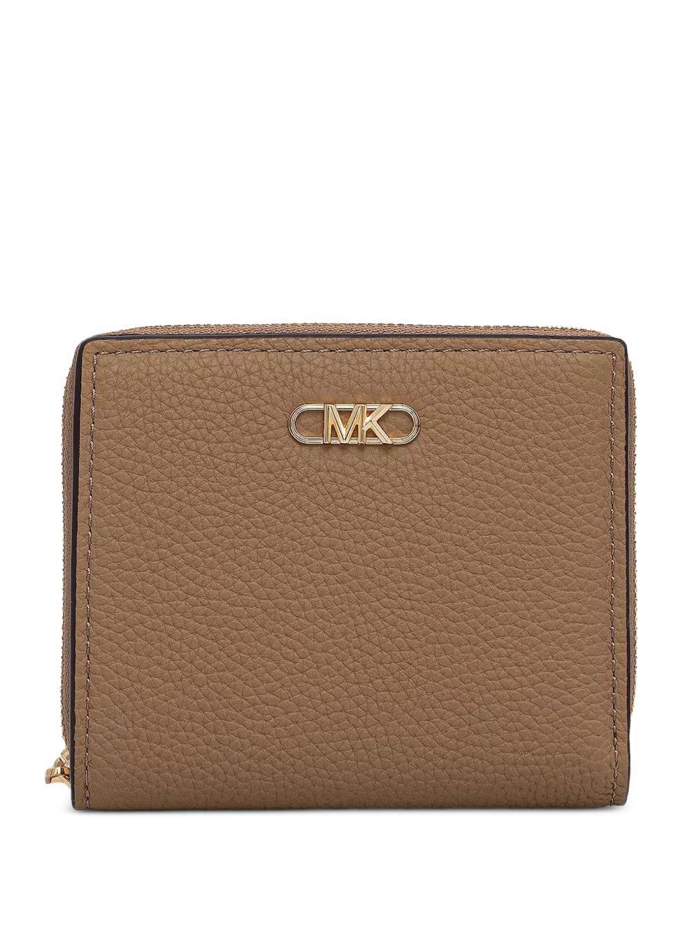 Pebbled leather zip-around wallet - Brown