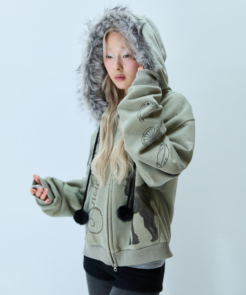 L21 SNOW FUR HOOD ZIP-UP