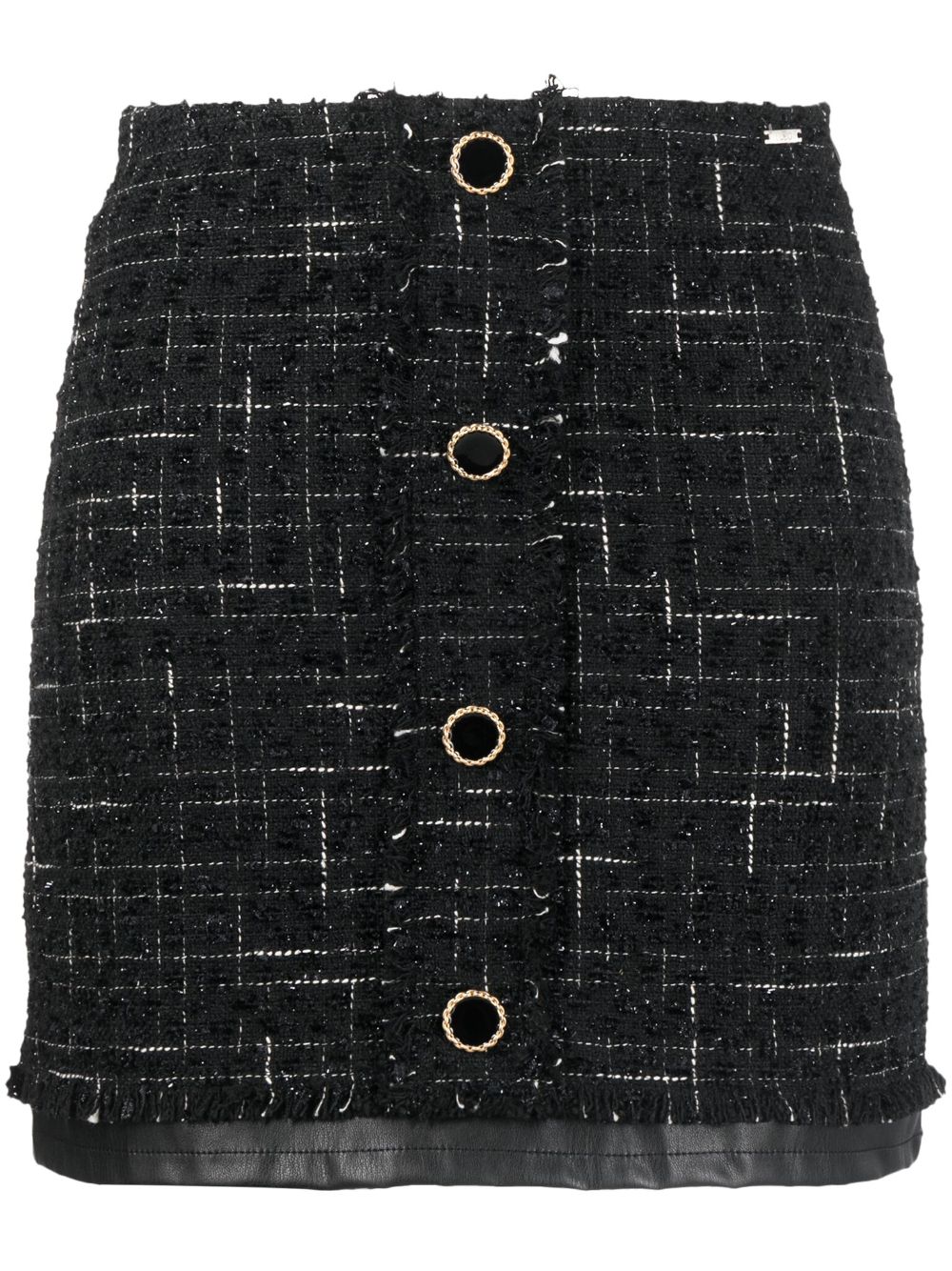 High-waisted layered-design skirt - Black