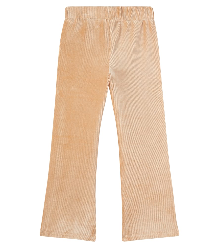 Ribbed-knit cotton-blend velvet leggings