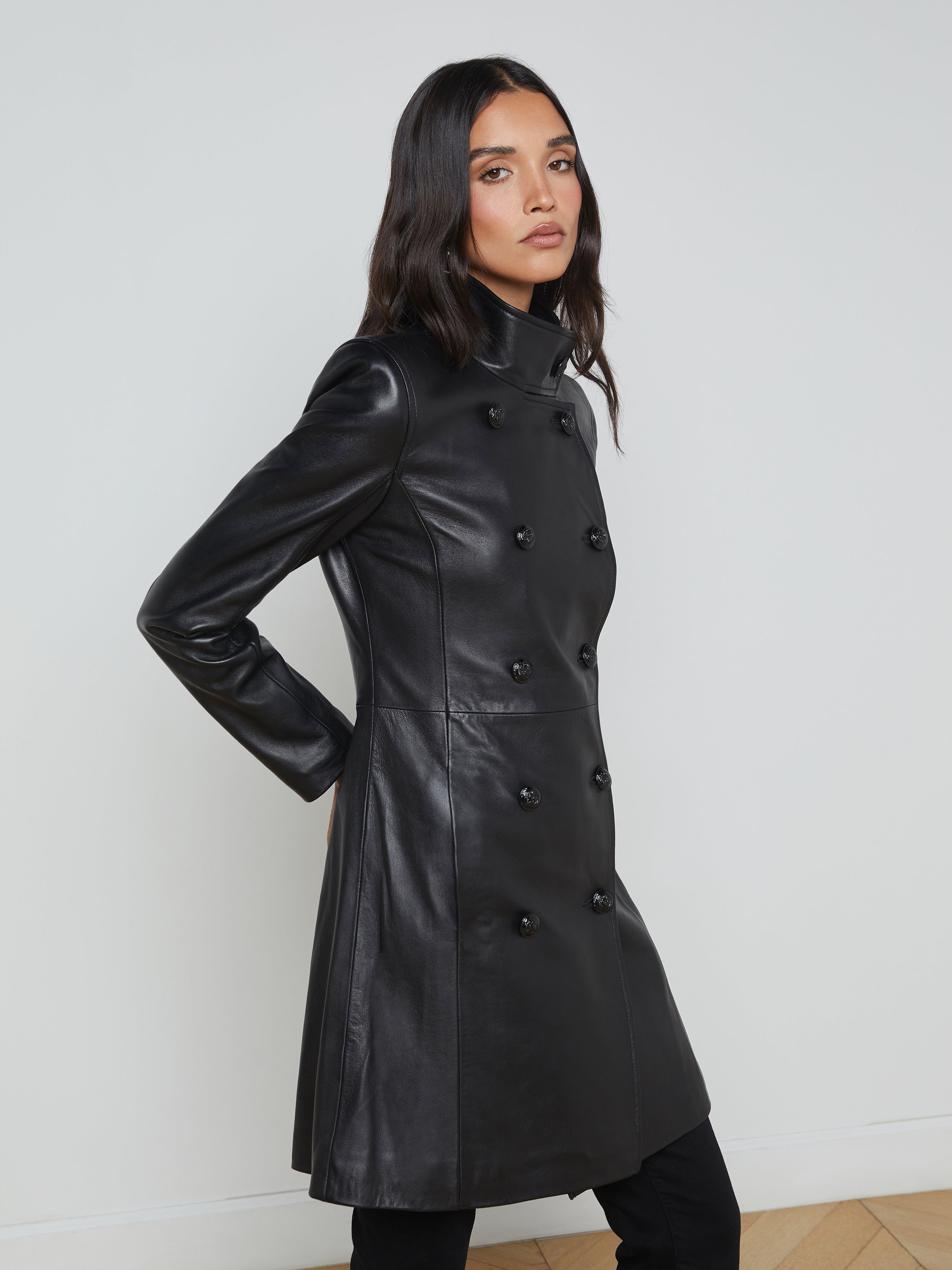 Lyon Leather Coat In Black