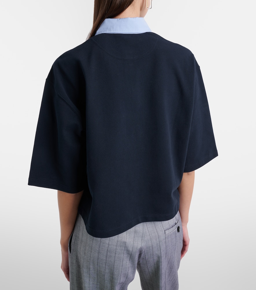 Cropped cotton piqué polo shirt