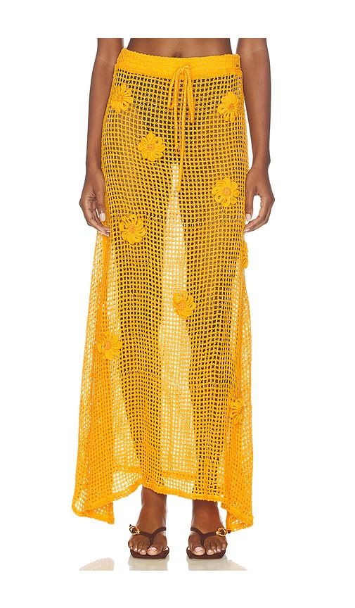 Maaji Golden Blossom Glacier Maxi Skirt in Yellow. - S also in