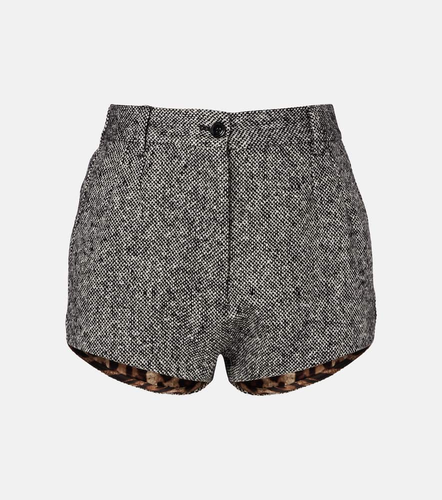 High-rise wool and cotton-blend shorts