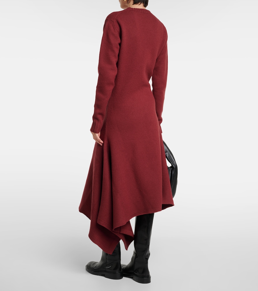 Asymmetric wool maxi dress