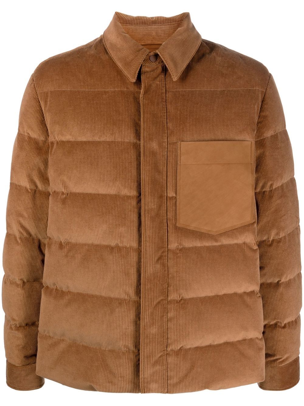 Shirt style puffer jacket - Brown