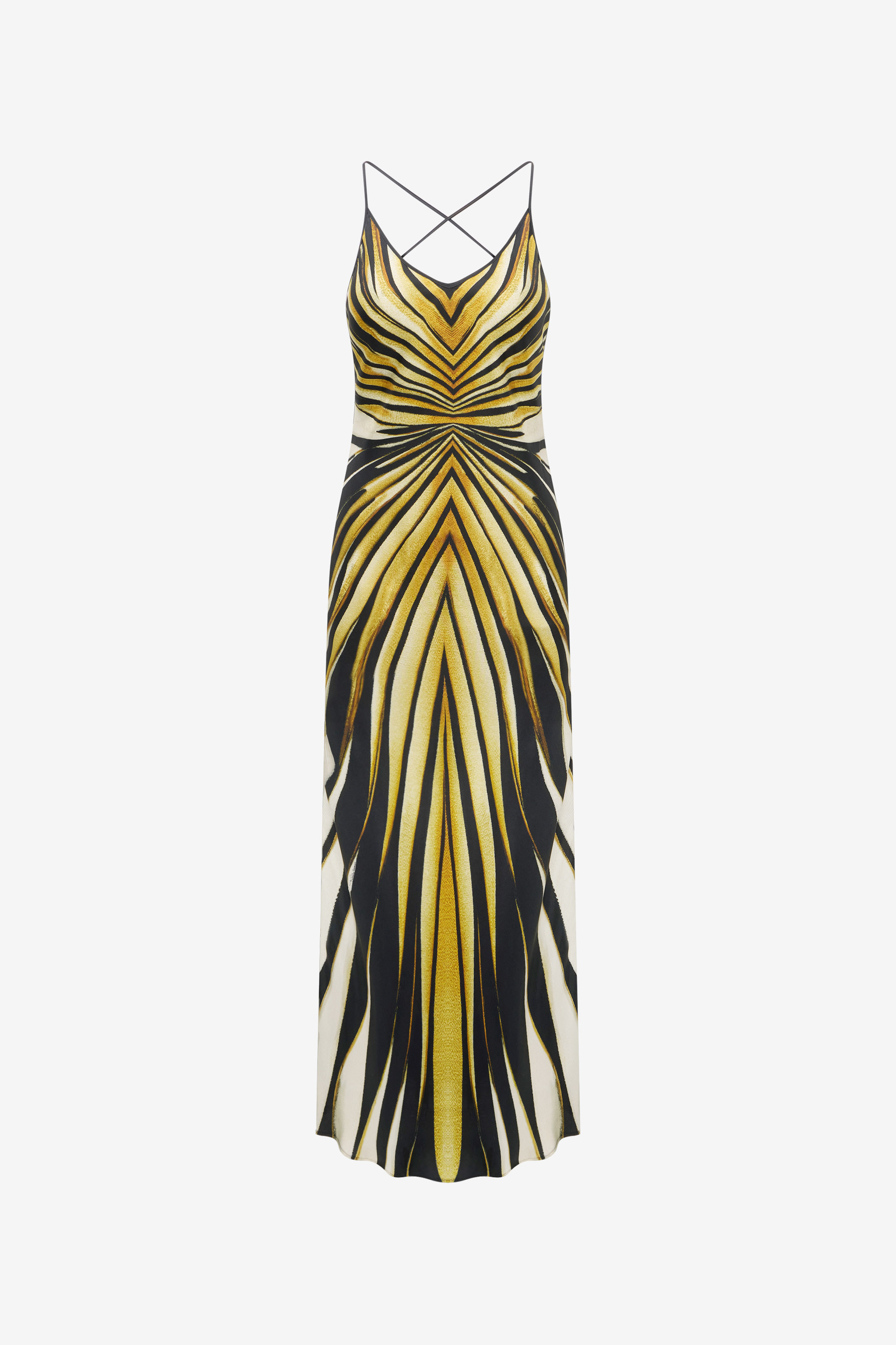 Ray Of Gold Print Silk Maxi Dress