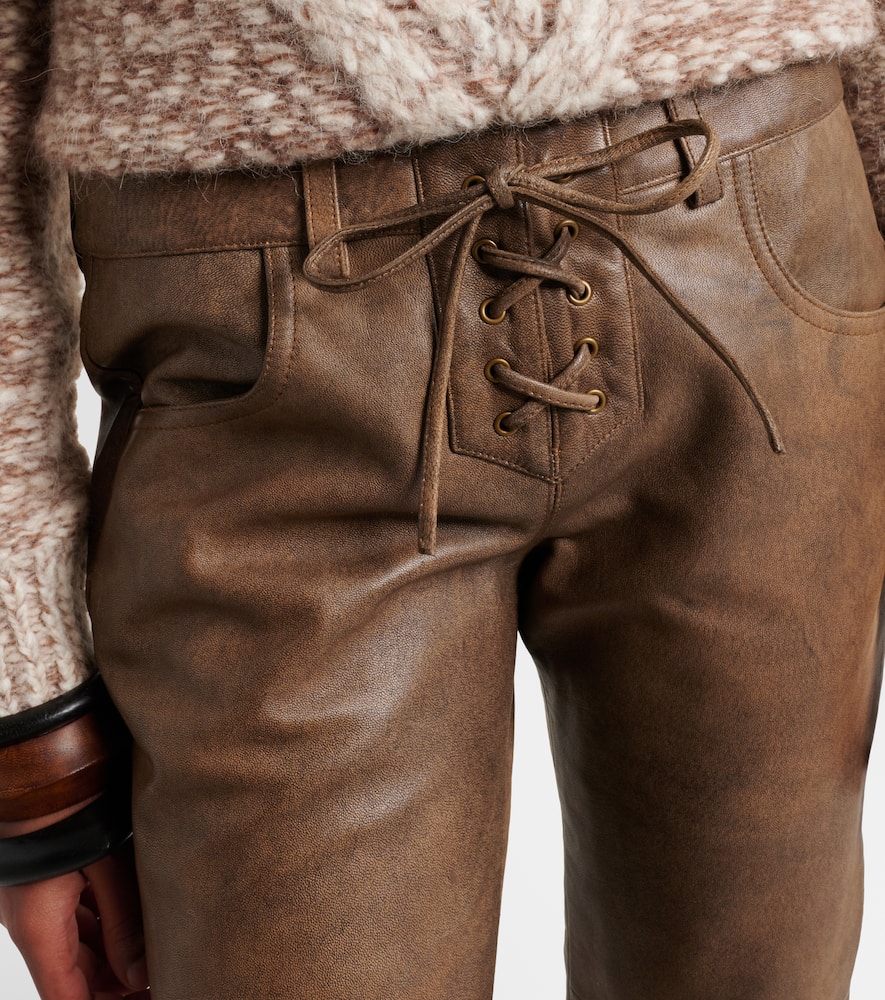 Vanel leather straight pants