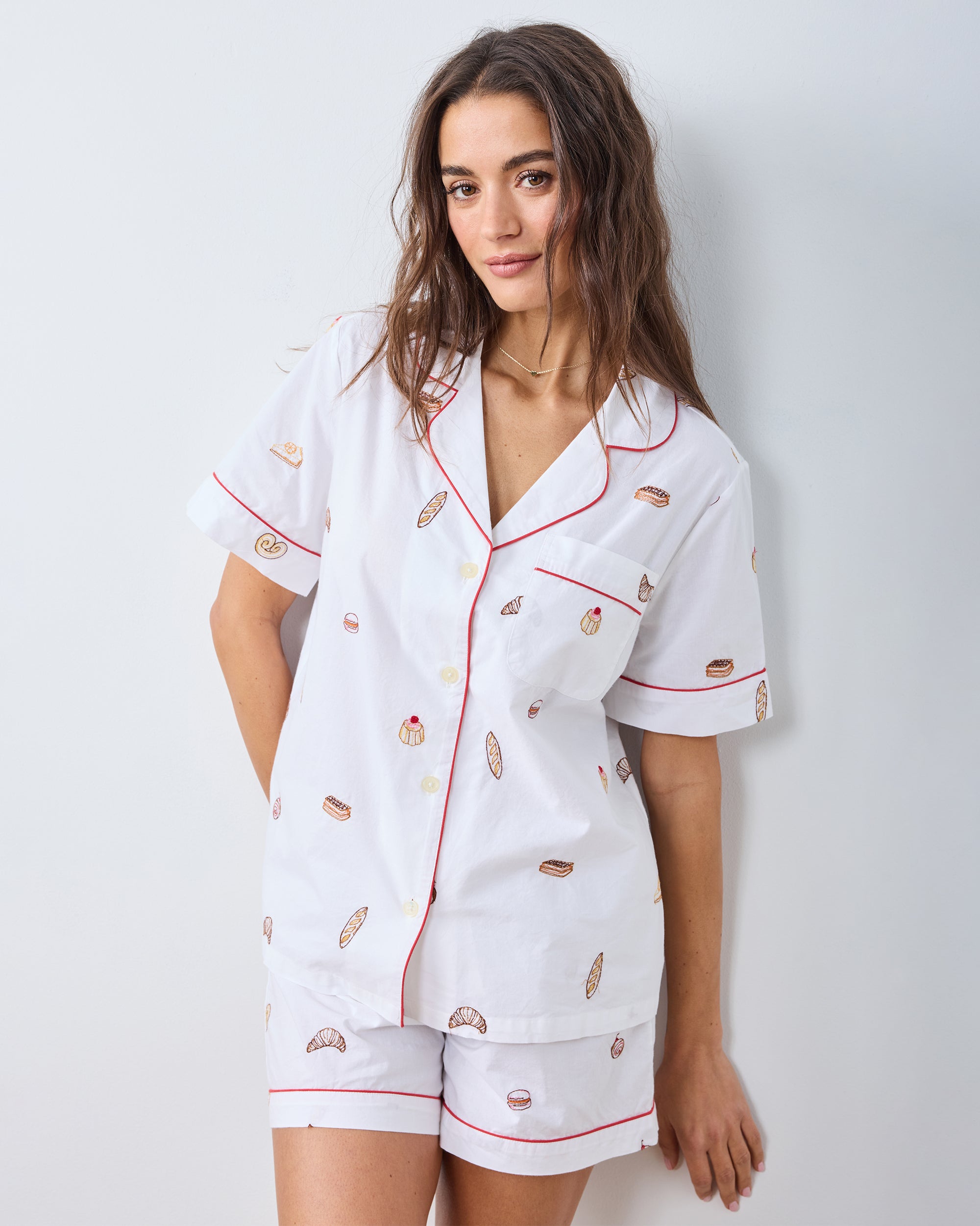 Organic Cotton Short Set in Freshly Baked | Women's XXS | White | Sleepwear