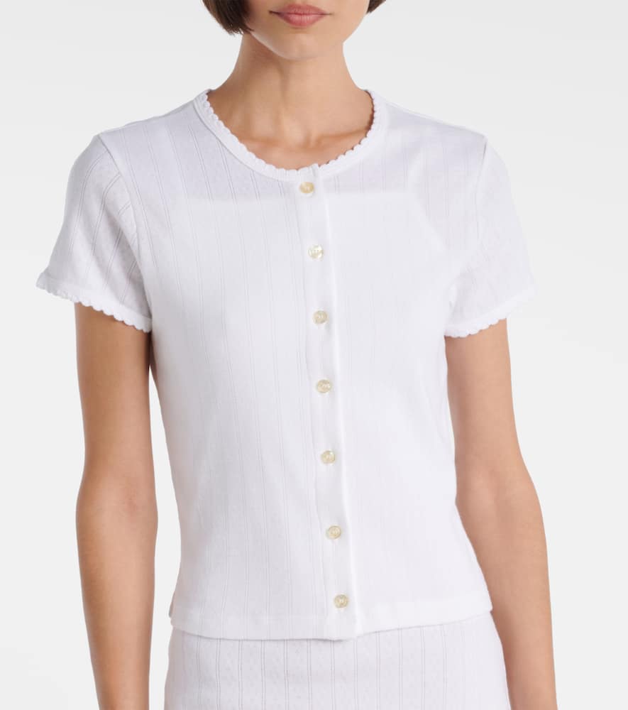 Pointelle cotton cardigan