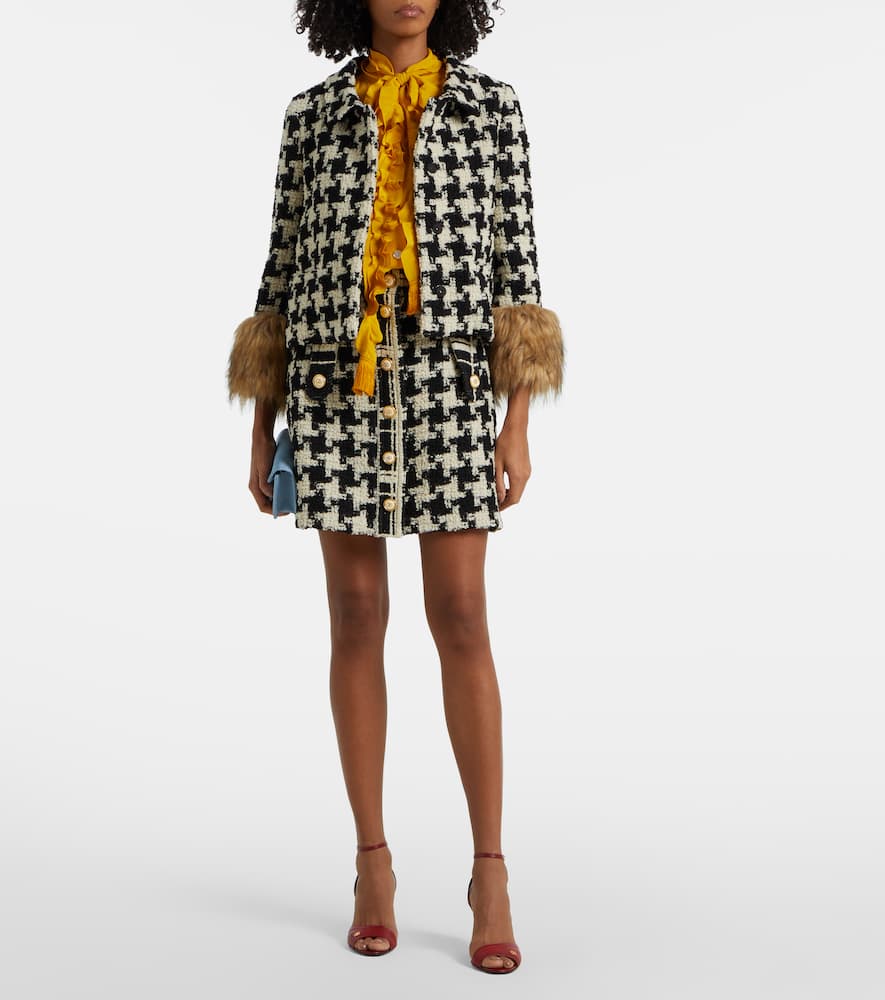 Wool-blend tweed miniskirt