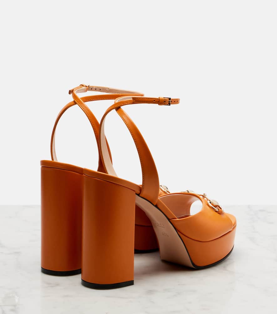 Horsebit leather platform sandals