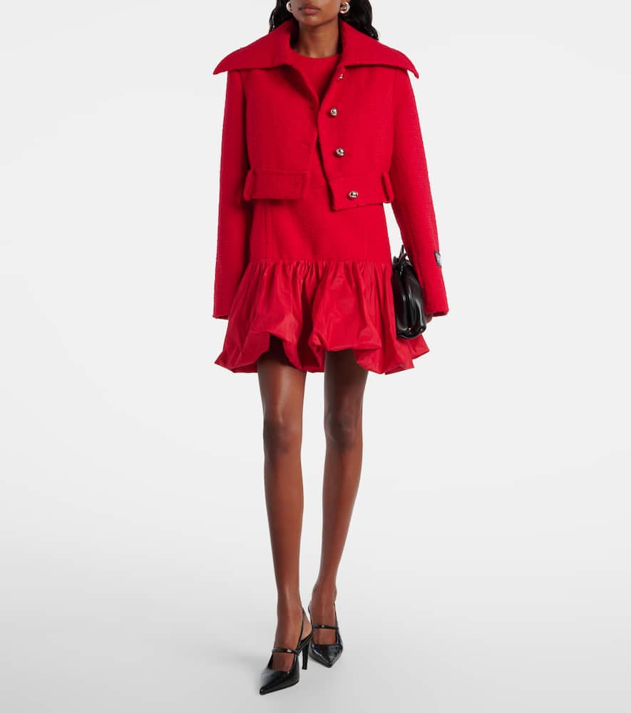 Cropped wool-blend tweed jacket