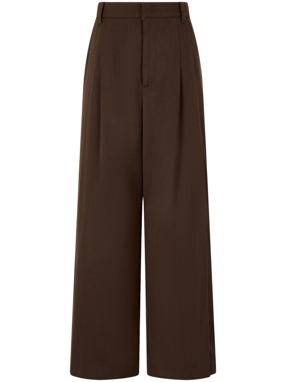 Wide-leg wool trousers - Brown
