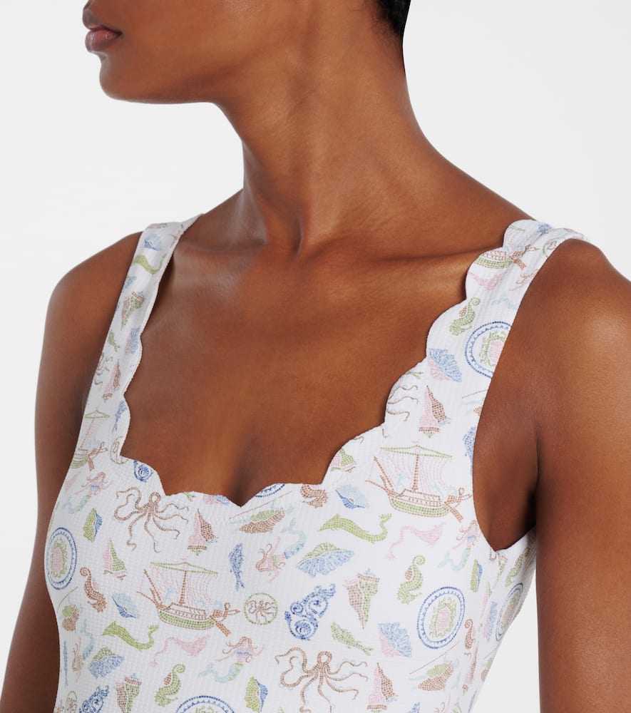 Palm Springs printed scalloped swimsuit