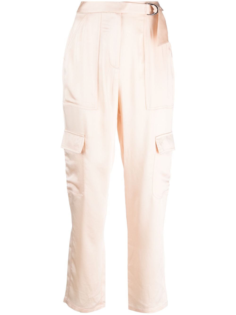 Satin-finish cropped trousers - Neutrals