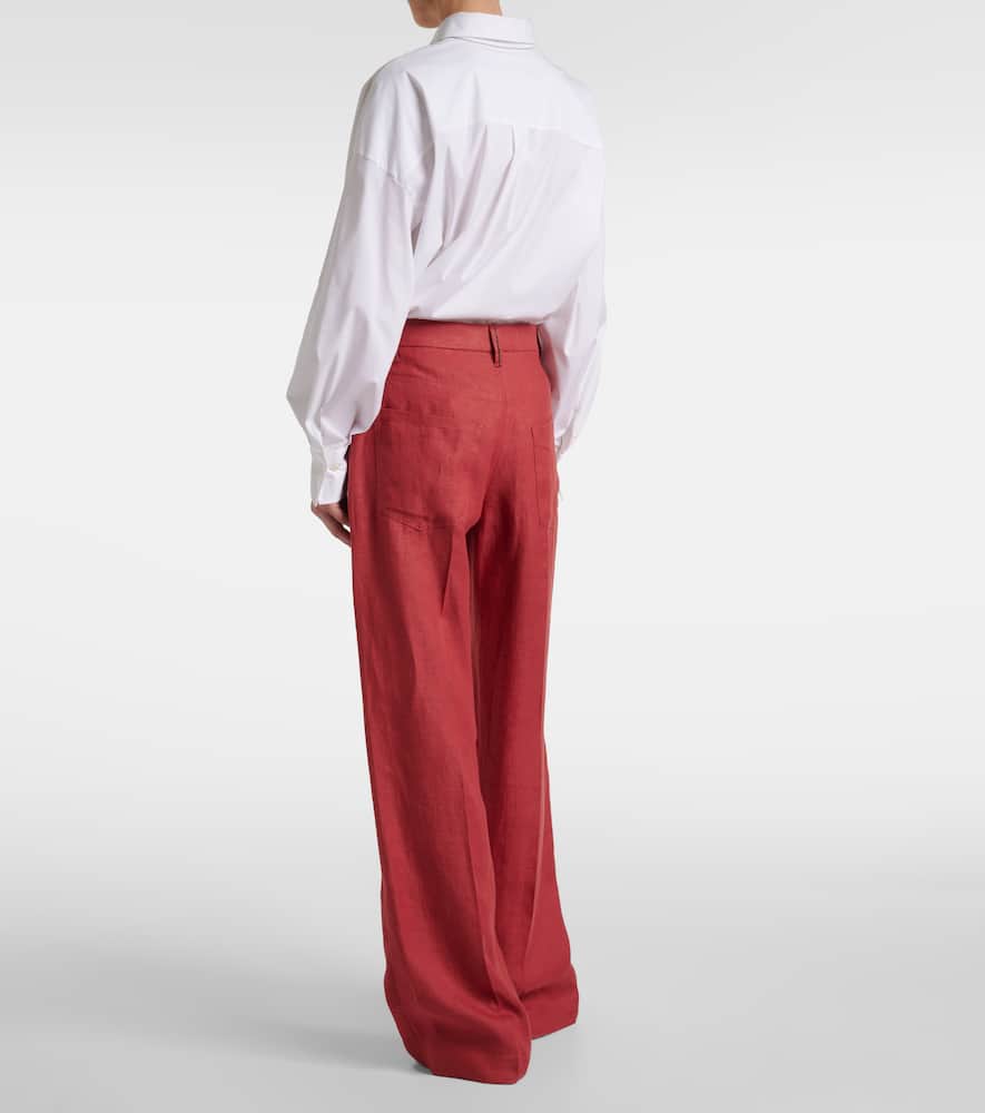 Hemp and linen wide-leg pants