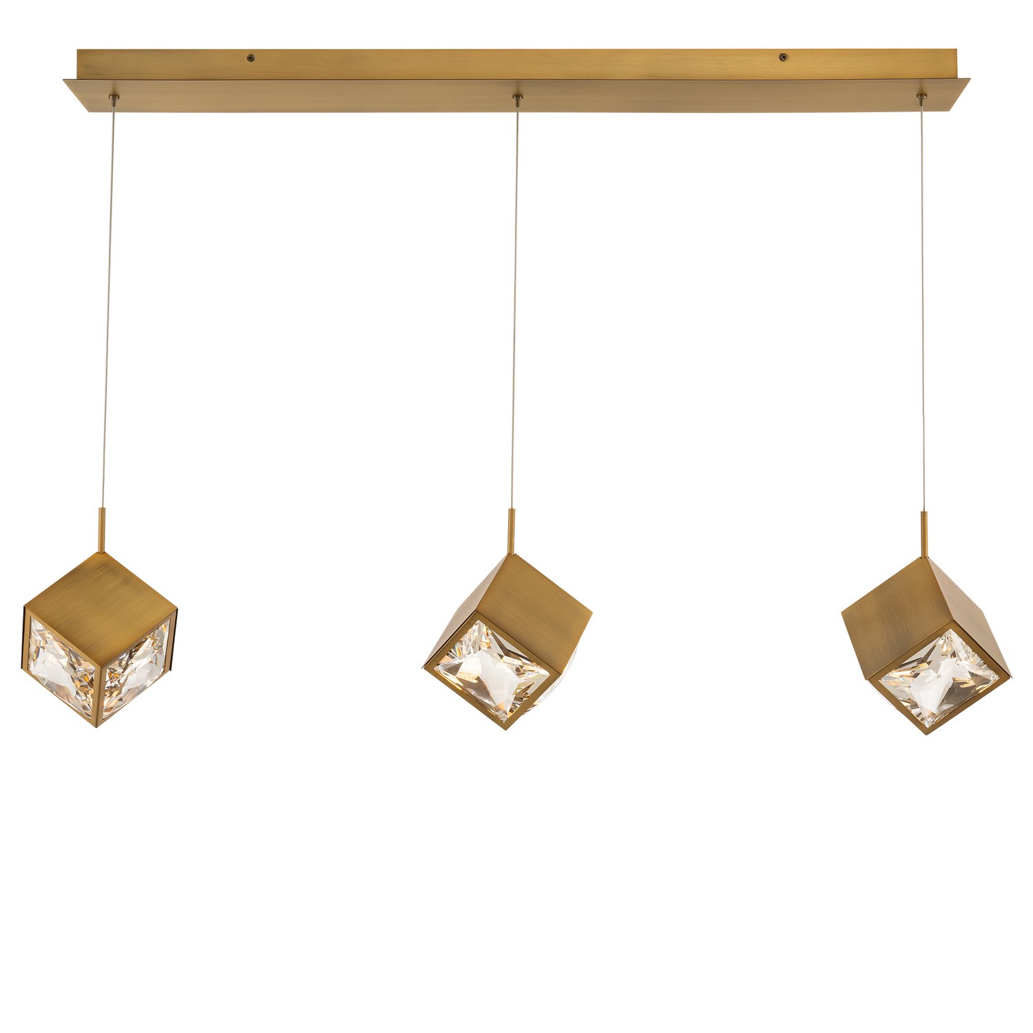 Aged Brass LED Chandelier from the Ice Cube Collection