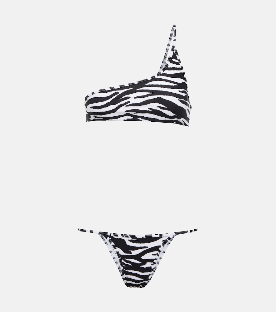 Printed one-shoulder bikini