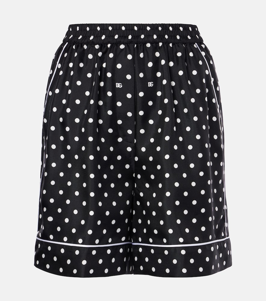 Polka-dot silk twill shorts