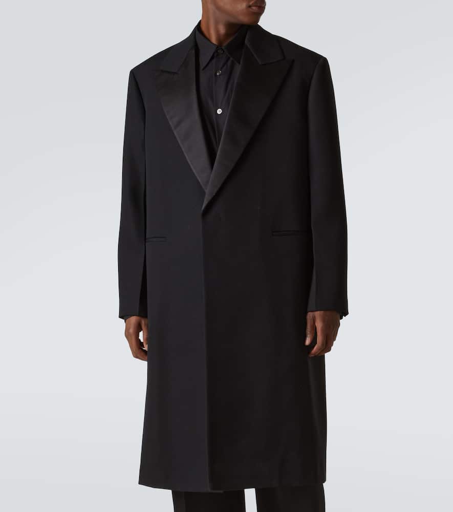 Silk-trimmed wool coat