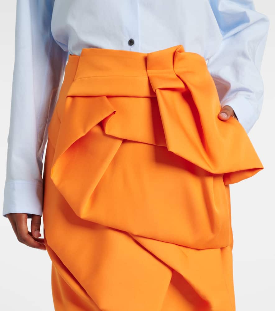 Draped satin midi skirt