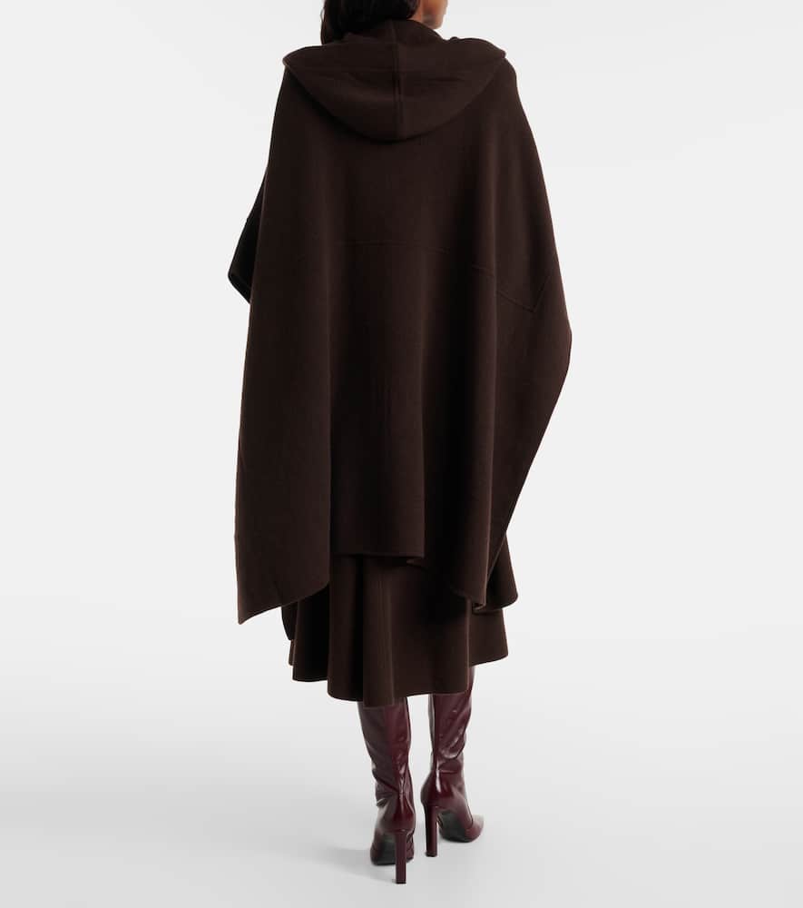 Hooded wool and cashmere cape