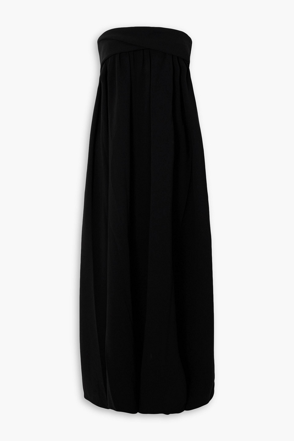Strapless draped crepe maxi dress